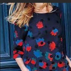 Boden Rachel Top/ Floral Polka Dot Gray Blouse  Size 6, UK Size 10
